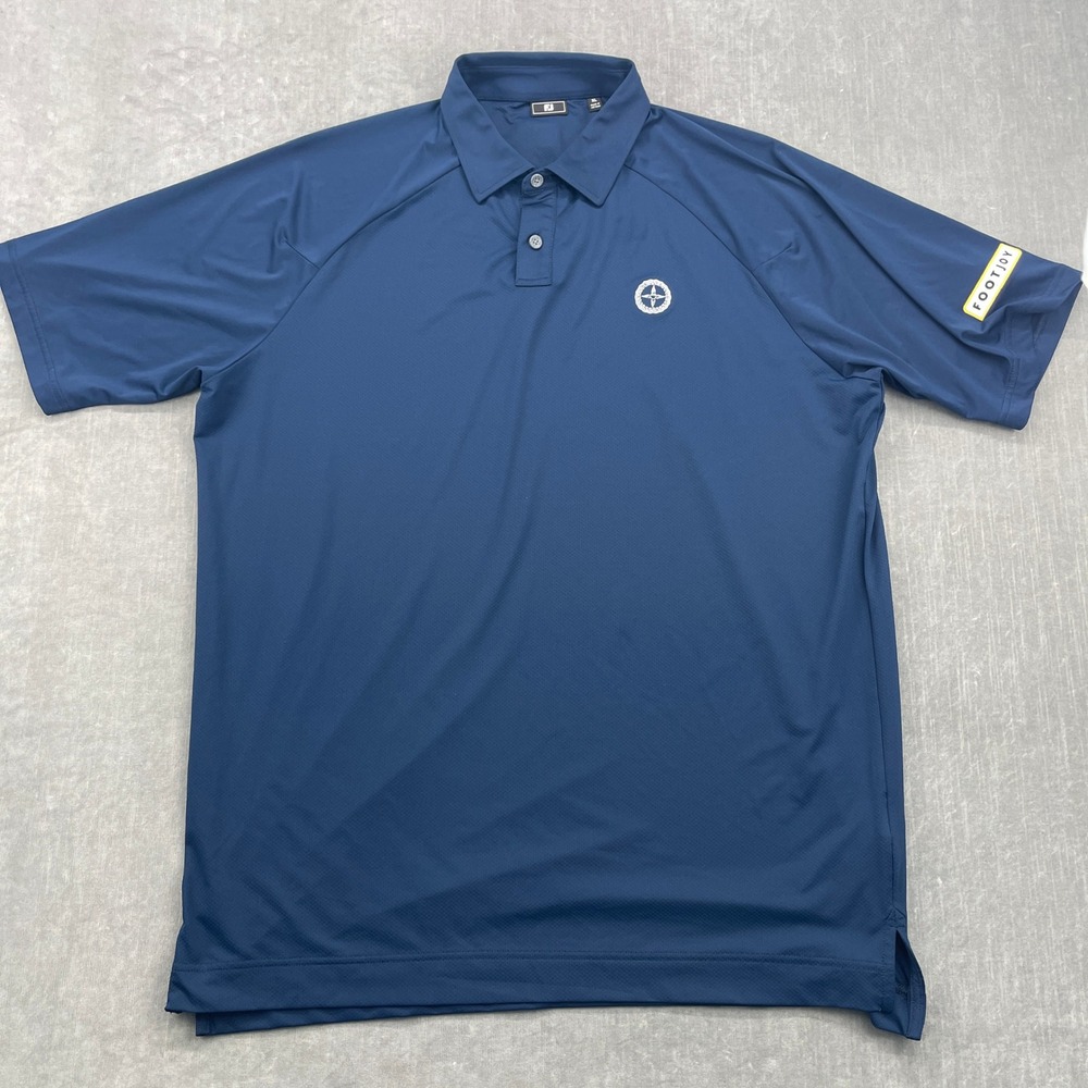 FootJoy Mens XL Navy Blue ProDry Performance Golf Polo Shirt Short Sleeve Raglan